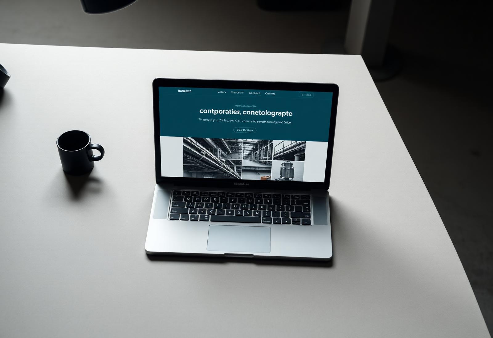 Website mockup on a laptop showing a Gilligan Group style interface